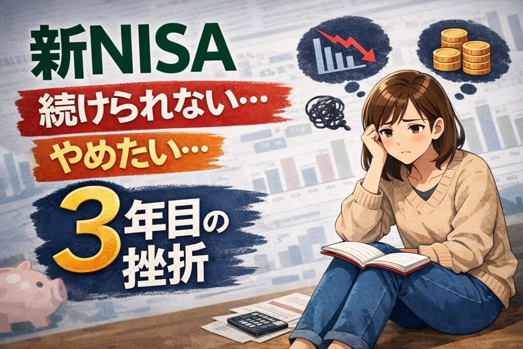 新NISAが続けられない3年目の悩みを表したイラスト
